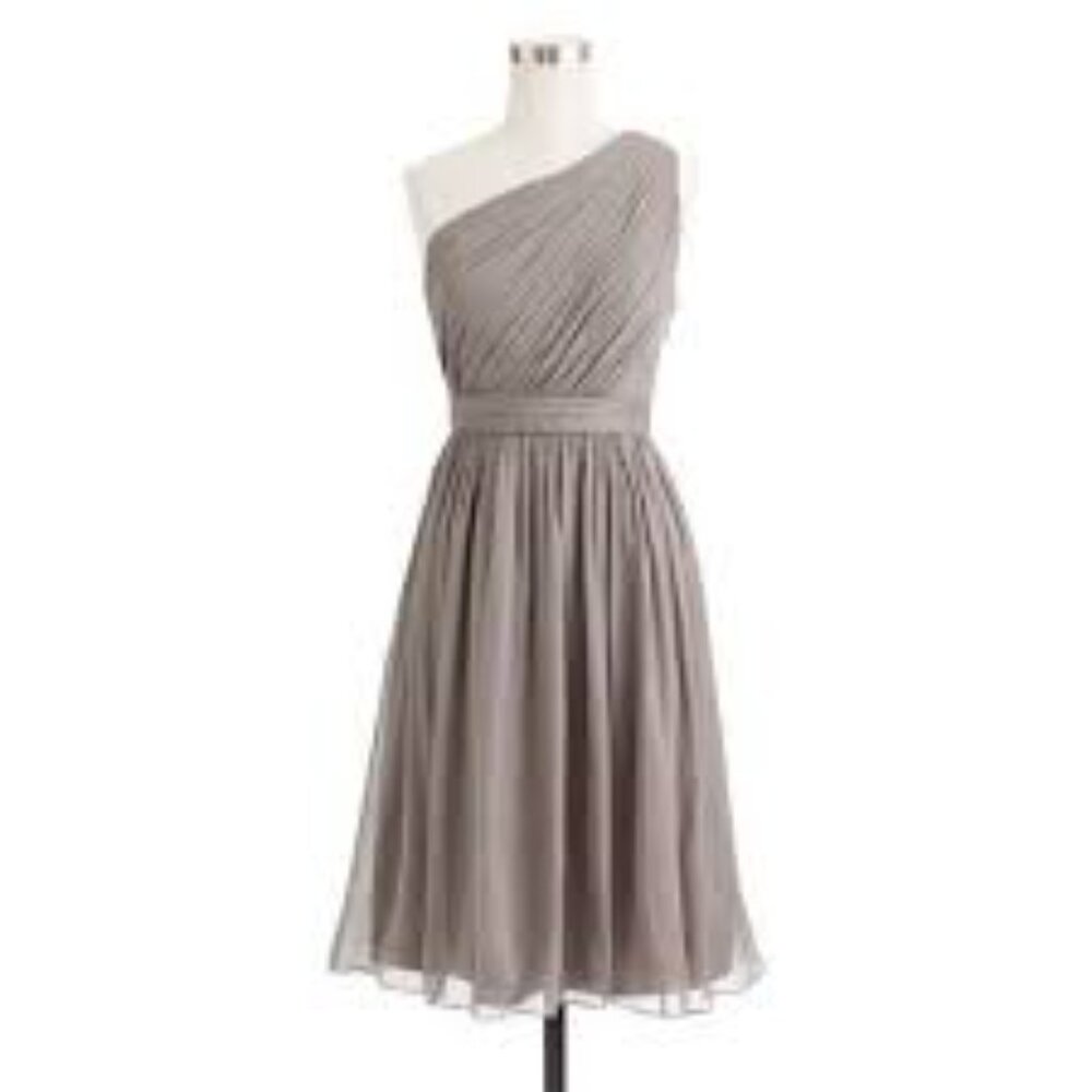 J.Crew  One-Shoulder Kylie Dress $250 0P Graphite